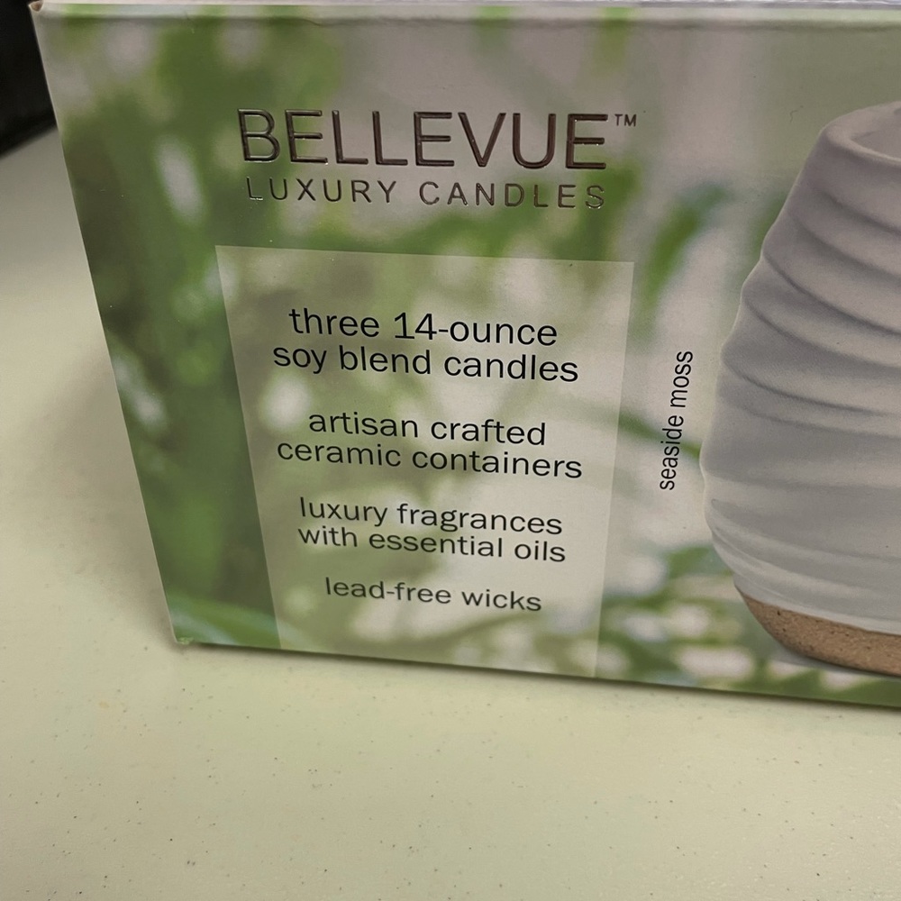 BRAND NEW- Bellevue Luxury Candles set of 3